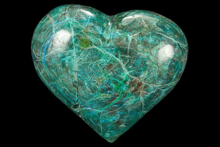 Polished Chrysocolla & Malachite Heart - Congo #83335